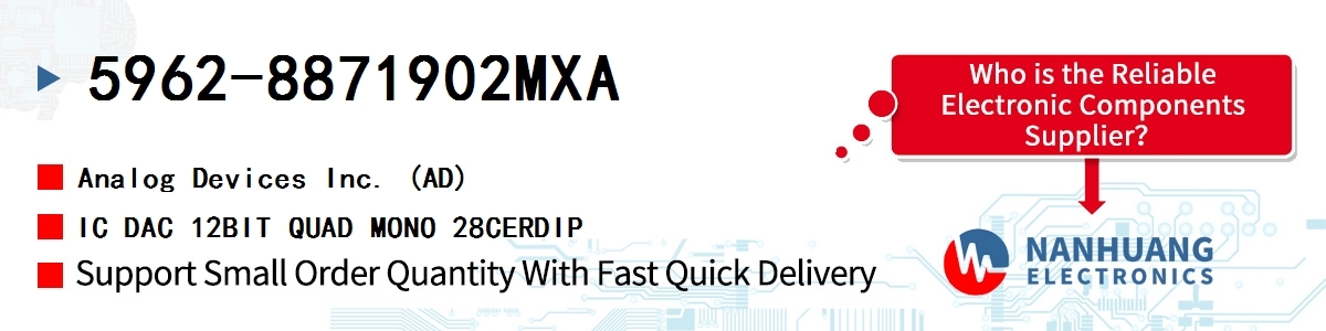 5962-8871902MXA ADI IC DAC 12BIT QUAD MONO 28CERDIP