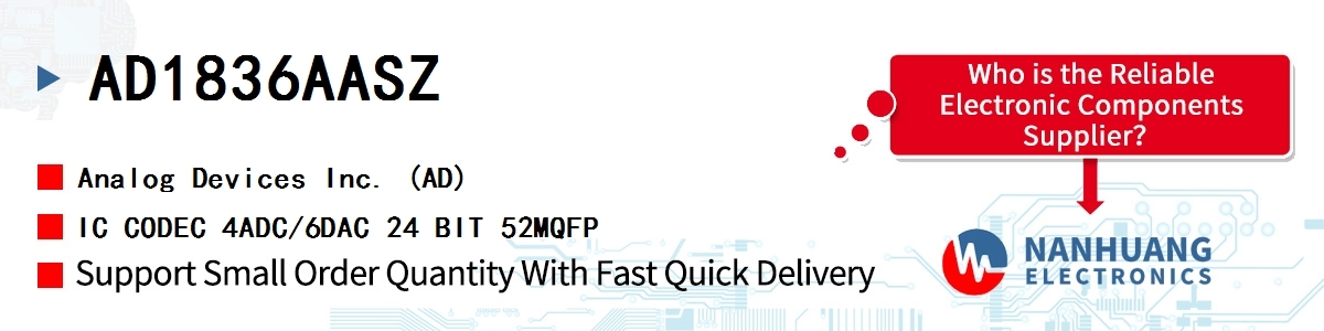 AD1836AASZ ADI IC CODEC 4ADC/6DAC 24 BIT 52MQFP