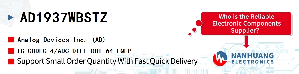 AD1937WBSTZ ADI IC CODEC 4/ADC DIFF OUT 64-LQFP