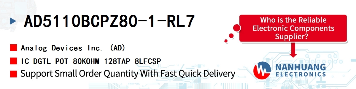 AD5110BCPZ80-1-RL7 ADI IC DGTL POT 80KOHM 128TAP 8LFCSP