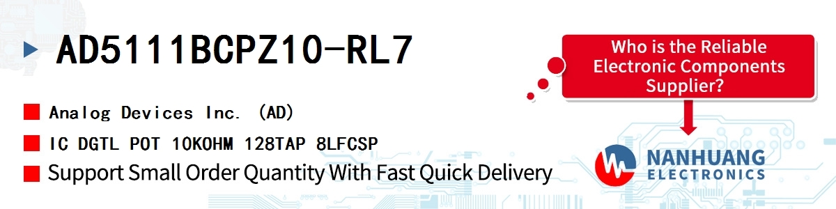 AD5111BCPZ10-RL7 ADI IC DGTL POT 10KOHM 128TAP 8LFCSP