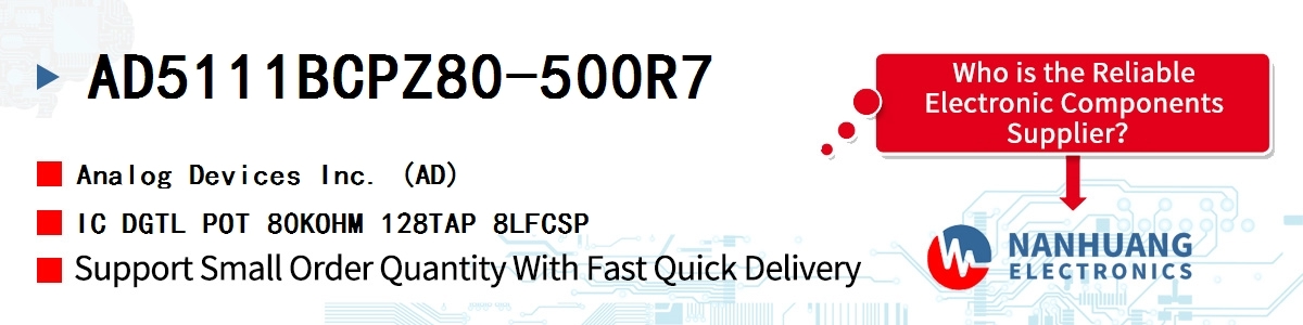 AD5111BCPZ80-500R7 ADI IC DGTL POT 80KOHM 128TAP 8LFCSP