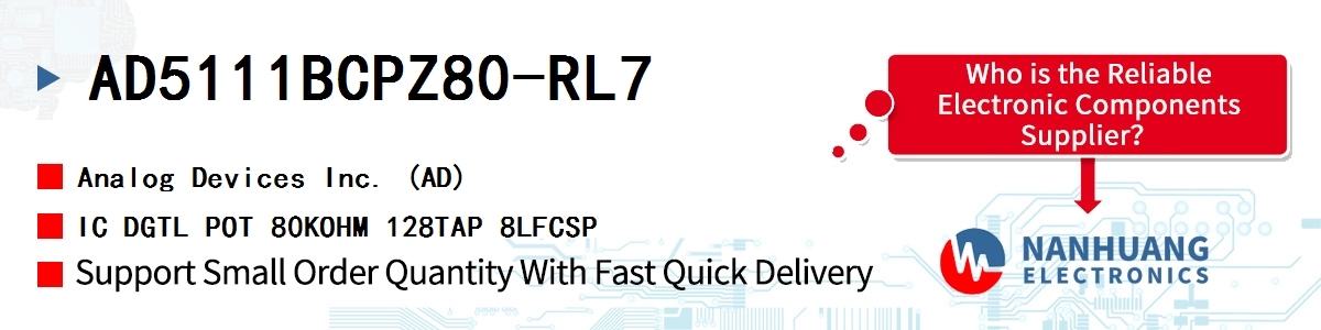 AD5111BCPZ80-RL7 ADI IC DGTL POT 80KOHM 128TAP 8LFCSP