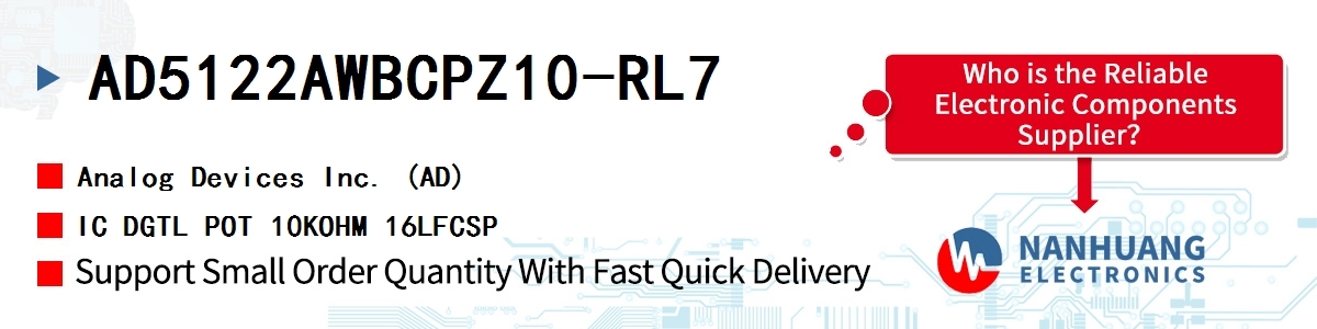 AD5122AWBCPZ10-RL7 ADI IC DGTL POT 10KOHM 16LFCSP