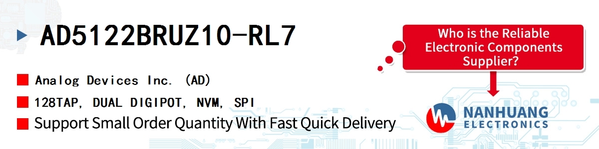 AD5122BRUZ10-RL7 ADI 128TAP, DUAL DIGIPOT, NVM, SPI