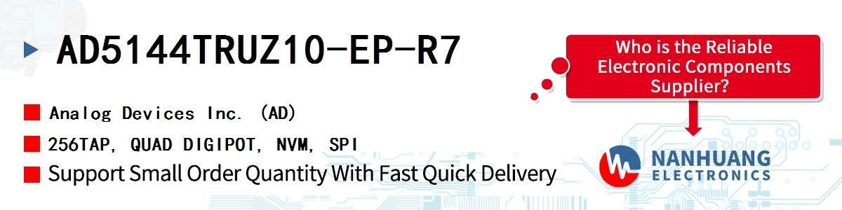 AD5144TRUZ10-EP-R7 ADI 256TAP, QUAD DIGIPOT, NVM, SPI