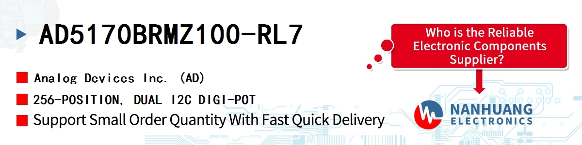 AD5170BRMZ100-RL7 ADI 256-POSITION, DUAL I2C DIGI-POT