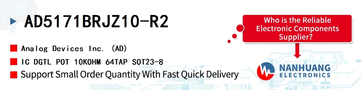 AD5171BRJZ10-R2 ADI IC DGTL POT 10KOHM 64TAP SOT23-8