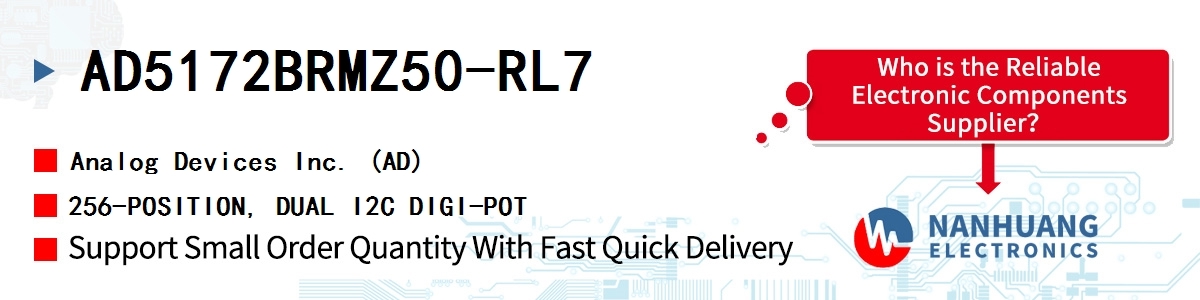 AD5172BRMZ50-RL7 ADI 256-POSITION, DUAL I2C DIGI-POT