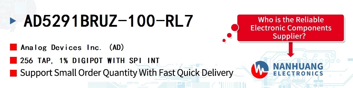 AD5291BRUZ-100-RL7 ADI 256 TAP, 1% DIGIPOT WITH SPI INT