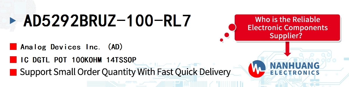 AD5292BRUZ-100-RL7 ADI IC DGTL POT 100KOHM 14TSSOP
