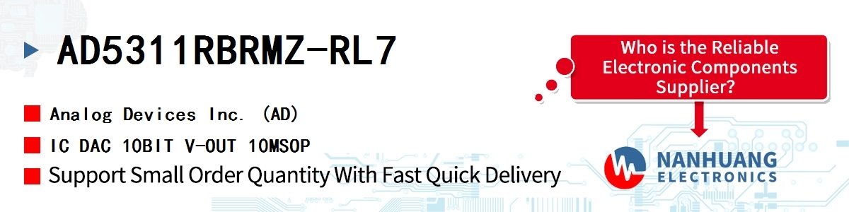 AD5311RBRMZ-RL7 ADI IC DAC 10BIT V-OUT 10MSOP