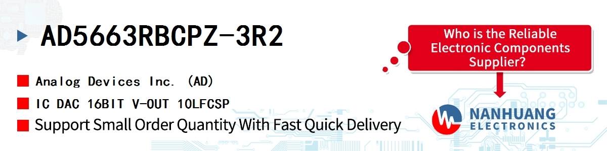 AD5663RBCPZ-3R2 ADI IC DAC 16BIT V-OUT 10LFCSP