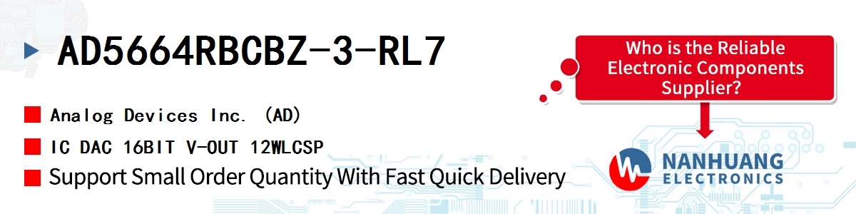 AD5664RBCBZ-3-RL7 ADI IC DAC 16BIT V-OUT 12WLCSP