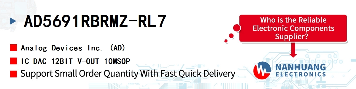 AD5691RBRMZ-RL7 ADI IC DAC 12BIT V-OUT 10MSOP