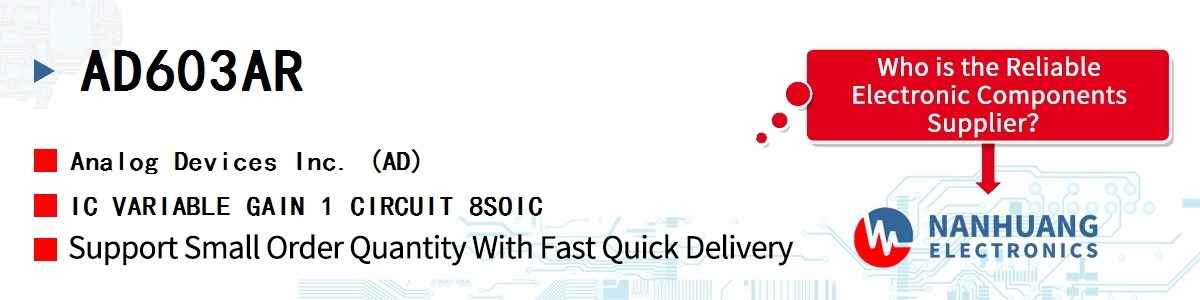 AD603AR ADI IC VARIABLE GAIN 1 CIRCUIT 8SOIC