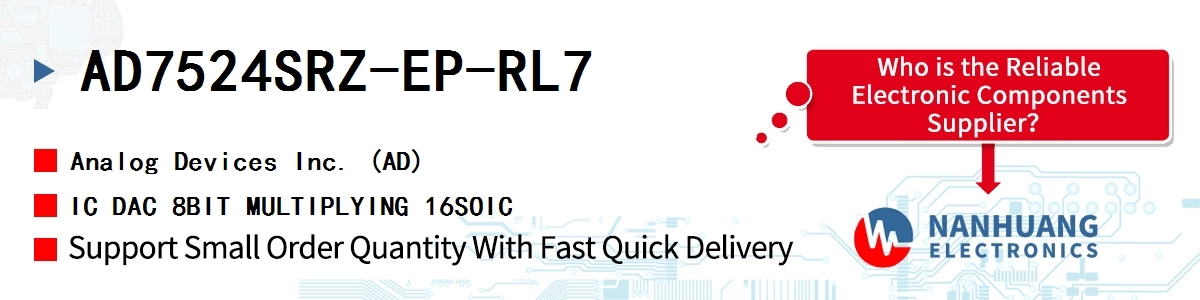 AD7524SRZ-EP-RL7 ADI IC DAC 8BIT MULTIPLYING 16SOIC