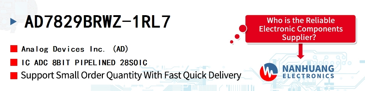 AD7829BRWZ-1RL7 ADI IC ADC 8BIT PIPELINED 28SOIC