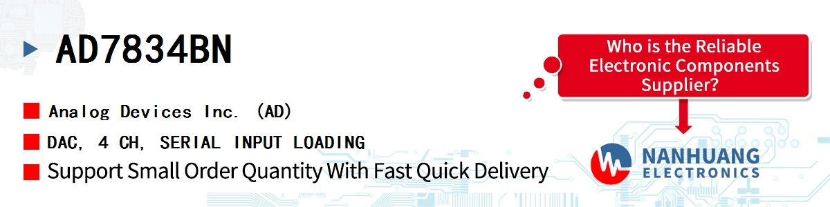 AD7834BN ADI DAC, 4 CH, SERIAL INPUT LOADING