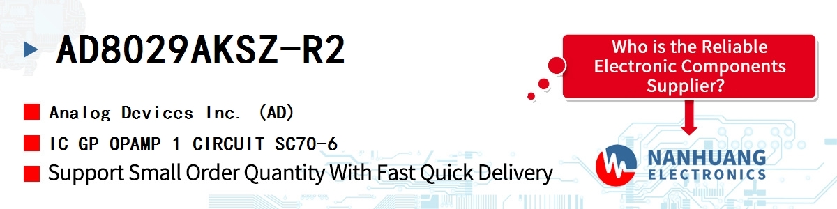 AD8029AKSZ-R2 ADI IC GP OPAMP 1 CIRCUIT SC70-6