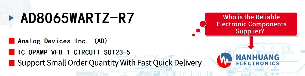 AD8065WARTZ-R7 ADI IC OPAMP VFB 1 CIRCUIT SOT23-5