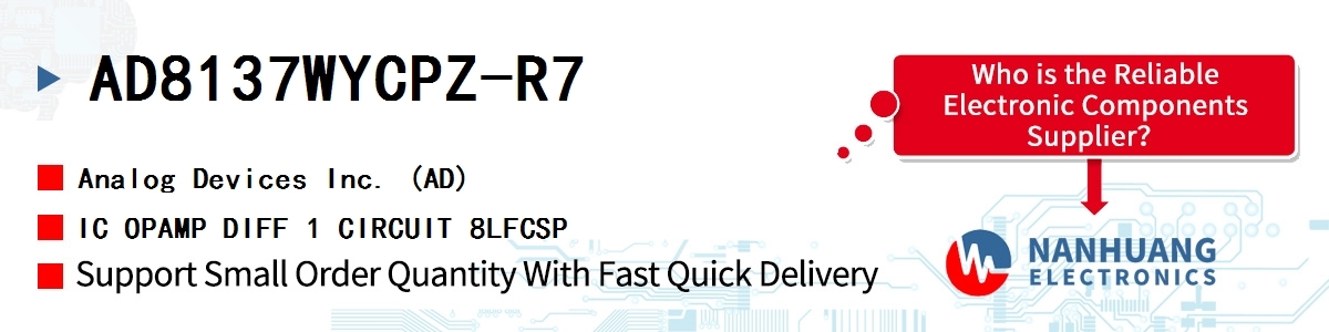 AD8137WYCPZ-R7 ADI IC OPAMP DIFF 1 CIRCUIT 8LFCSP