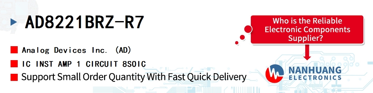 AD8221BRZ-R7 ADI IC INST AMP 1 CIRCUIT 8SOIC