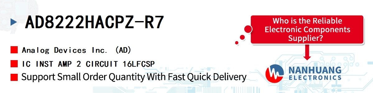 AD8222HACPZ-R7 ADI IC INST AMP 2 CIRCUIT 16LFCSP