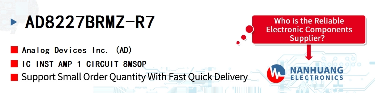 AD8227BRMZ-R7 ADI IC INST AMP 1 CIRCUIT 8MSOP