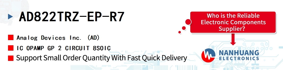 AD822TRZ-EP-R7 ADI IC OPAMP GP 2 CIRCUIT 8SOIC