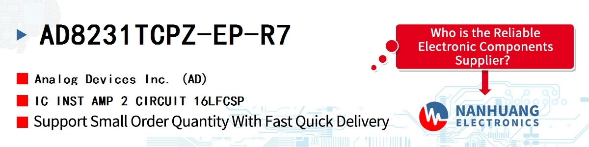 AD8231TCPZ-EP-R7 ADI IC INST AMP 2 CIRCUIT 16LFCSP