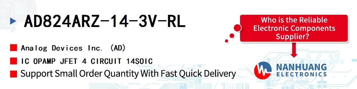 AD824ARZ-14-3V-RL ADI IC OPAMP JFET 4 CIRCUIT 14SOIC