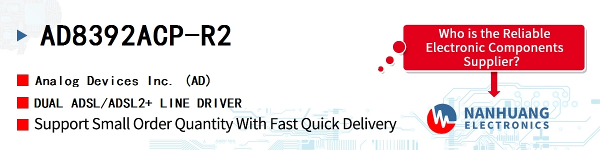 AD8392ACP-R2 ADI DUAL ADSL/ADSL2+ LINE DRIVER