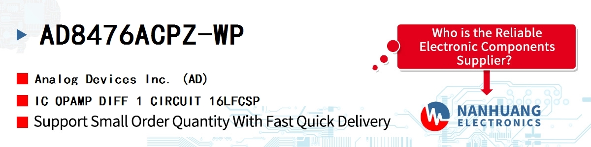 AD8476ACPZ-WP ADI IC OPAMP DIFF 1 CIRCUIT 16LFCSP