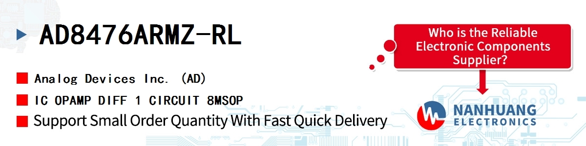 AD8476ARMZ-RL ADI IC OPAMP DIFF 1 CIRCUIT 8MSOP