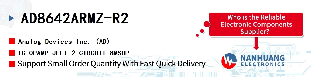 AD8642ARMZ-R2 ADI IC OPAMP JFET 2 CIRCUIT 8MSOP