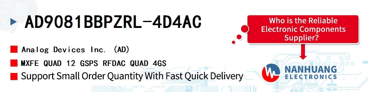 AD9081BBPZRL-4D4AC ADI MXFE QUAD 12 GSPS RFDAC QUAD 4GS