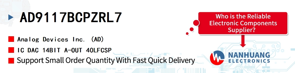 AD9117BCPZRL7 ADI IC DAC 14BIT A-OUT 40LFCSP