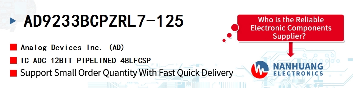 AD9233BCPZRL7-125 ADI IC ADC 12BIT PIPELINED 48LFCSP