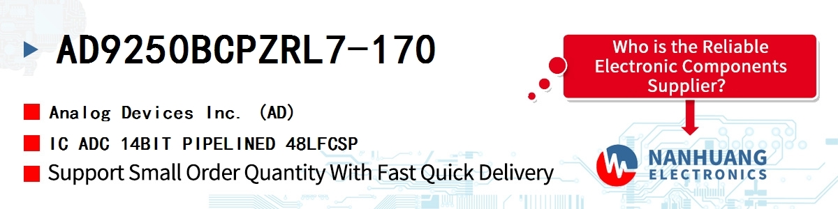 AD9250BCPZRL7-170 ADI IC ADC 14BIT PIPELINED 48LFCSP