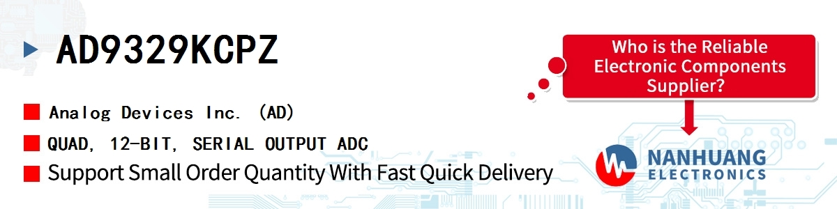 AD9329KCPZ ADI QUAD, 12-BIT, SERIAL OUTPUT ADC