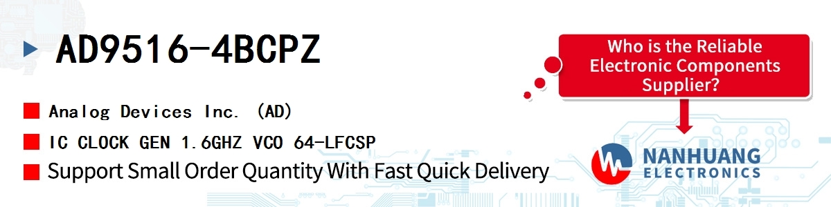 AD9516-4BCPZ ADI IC CLOCK GEN 1.6GHZ VCO 64-LFCSP