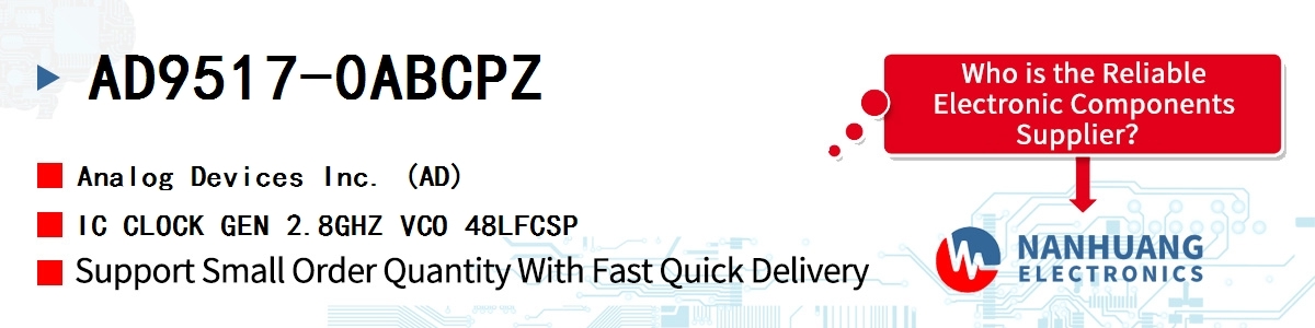 AD9517-0ABCPZ ADI IC CLOCK GEN 2.8GHZ VCO 48LFCSP