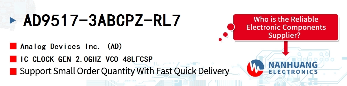 AD9517-3ABCPZ-RL7 ADI IC CLOCK GEN 2.0GHZ VCO 48LFCSP