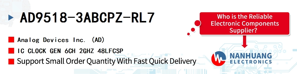 AD9518-3ABCPZ-RL7 ADI IC CLOCK GEN 6CH 2GHZ 48LFCSP