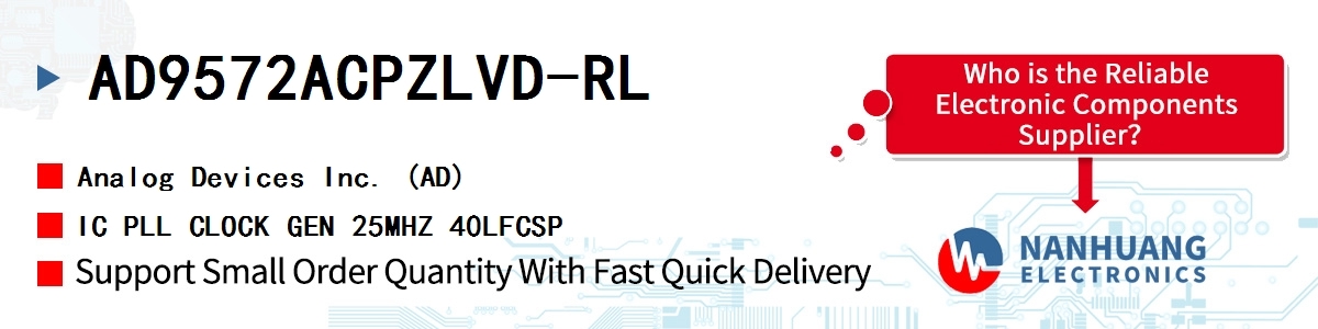 AD9572ACPZLVD-RL ADI IC PLL CLOCK GEN 25MHZ 40LFCSP