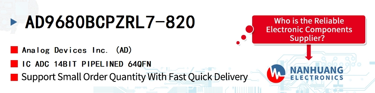 AD9680BCPZRL7-820 ADI IC ADC 14BIT PIPELINED 64QFN