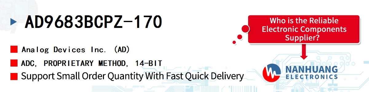 AD9683BCPZ-170 ADI ADC, PROPRIETARY METHOD, 14-BIT