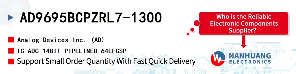 AD9695BCPZRL7-1300 ADI IC ADC 14BIT PIPELINED 64LFCSP