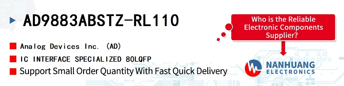 AD9883ABSTZ-RL110 ADI IC INTERFACE SPECIALIZED 80LQFP